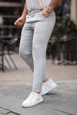 Mero Life Erkek Açık Gri Italyan Kesim Slim Fit Kaliteli Esnek Likralı Bilek Boy Kumaş Pantolon