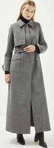 Gömlek Yaka Kemer Detaylı Gri Kaşe Pardesü 13359