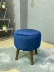 Asedia Miskin Ceviz Lacivert Ahşap Ayak Uzatma Pufu Makyaj Koltuğu Tabure 