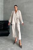 Laluvia Taş Lisa Yan Bağlamalı Pantolon Takım-033