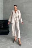 Laluvia Taş Lisa Yan Bağlamalı Pantolon Takım-033