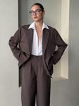 Laluvia Kahve Holly Cepli Blazer Ceket Pantolon Takım - 8440