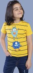 Toontoy Erkek Çocuk Çizgili Canavar Baskılı Tişört
