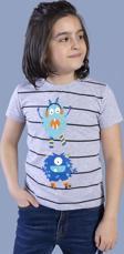 Toontoy Erkek Çocuk Çizgili Canavar Baskılı Tişört