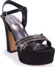 Dagoster DZA07-337351 Siyah Saten Platform Topuklu  Kadın Ayakkabı