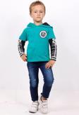 Toontoy Erkek Çocuk Kapşonlu Kolları Baskılı Sweatshirt