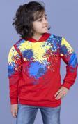 Toontoy Erkek Çocuk Kapüşonlu Renkli Püskürtme Baskılı Sweatshirt
