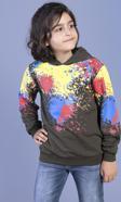 Toontoy Erkek Çocuk Kapüşonlu Renkli Püskürtme Baskılı Sweatshirt