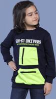 Toontoy Erkek Çocuk Baskılı Neon Cepli Sweatshirt