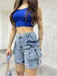 Bikelife Kadın Açık Mavi Kargo Cepli Yüksek Bel Esnek Şort Jeans Açık Mavi 40