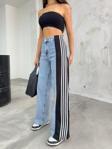Bikelife Kadın Yüksek Bel Açık Mavi Yanı Şeritli Wide Leg Jean Açık Mavi 34