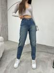 Bikelife Kadın Esnek/Likralıyüksek Bel Mom Jeans Efektli Mavi 40