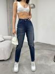 Bikelife Kadın Esnek/Likralıyüksek Bel Mom Jeans Efektli Lacivert 40