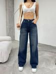 Bikelife Kadın Soluk Efekt Vintage Yüksek Bel Wide Leg Jeans Efektli Lacivert 40