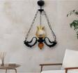 Dede Tekli Riga Avize Zincirli Siyah Buzlu Bal Rengi Camlı 30x60 cm