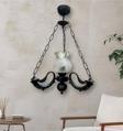 Dede Tekli Riga Avize Zincirli Siyah Buzlu Beyaz Camlı 30x60 cm