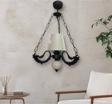 Dede Tekli Riga Avize Zincirli Siyah Krem Çini Krem Şapka 30x60 cm