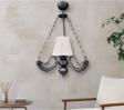 Dede Tekli Riga Avize Zincirli Siyah Krem Rengi Şapkalı 30x60 cm
