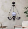 Dede Tekli Riga Avize Zincirli Siyah Mavi Beyaz Camlı 30x60 cm