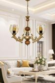 Dede Üç Kollu Ahşaplı Eskitme Sava Zamak Avize Bal Rengi Camlı 20x65 cm