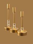 Dede Üçlü Metal Mumluk Gold Boyalı 26 cm