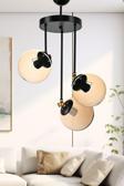 Dede Üçlü Nero Modern Avize Bal Glop Camlı 29x50 cm