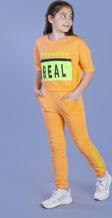 Toontoy Kız Çocuk Crop Model Cep Detaylı Baskılı Eşofman Takımı