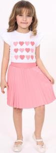 Toontoy Kız Çocuk Kol Fırfır Kalp Baskılı Etekli Takım 