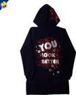 Toontoy Kız Çocuk Kapşonlu Hırka You Luck Better Varak Baskılı