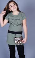Toontoy  Kız Çocuk T-Shirt Önü Çantalı