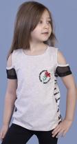 Toontoy Kız Çocuk Göğsü Nakışlı Tişört