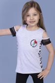 Toontoy Kız Çocuk Göğsü Nakışlı Tişört