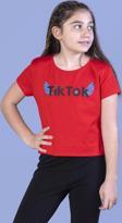 Toontoy Kız Çocuk Ön Arka TikTok Baskılı Tişört