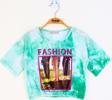 Toontoy Kız Çocuk Batik Desenli Fashıon Baskılı Crop Tişört