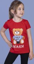 Toontoy Kız Çocuk Ayıcık Baskılı Tişört