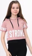 Toontoy Kız Çocuk Be Strong Baskılı Kapüşonlu Tişört