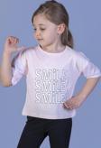 Toontoy Kız Çocuk Smile Baskılı Kolları Desenli Tişört