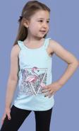 Toontoy Kız Çocuk Fırfır Detaylı Flamingo Kabartma Baskılı Atlet