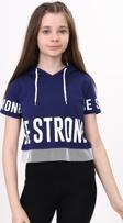 Toontoy Kız Çocuk Be Strong Baskılı Kapüşonlu Tişört
