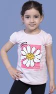 Toontoy Kız Çocuk Papatya Baskılı Taş İşlemeli Tişört