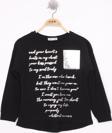 Toontoy Kız Çocuk Varaklı Cep Baskılı T-Shirt