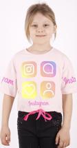 Toontoy Kız Çocuk Instagram Baskılı Crop Tişört