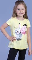 Toontoy Kız Çocuk Tavşan Baskılı Pul İşlemeli Tişört