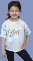 Toontoy Kız Çocuk Batik Desenli Baskılı Tişört