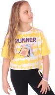 Toontoy Kız Çocuk Runner Baskılı Batikli Tişört