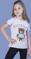 Toontoy Kız Çocuk Ayıcık Ve Yazı Baskılı Taş İşlemeli Tişört