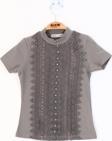 Toontoy Kız Çocuk Önü Dantelli İnci Detaylı T-Shirt