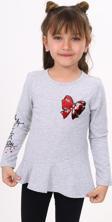 Toontoy Kız Çocuk Göğsü Pullu Fiyonklu Nakışlı T-Shirt