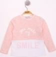 Toontoy Kız Çocuk Kareli Kumaşlı Smile Baskılı T-Shirt