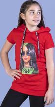 Toontoy Kız Çocuk Billie Eilish Baskılı Kapüşonlu Tişört